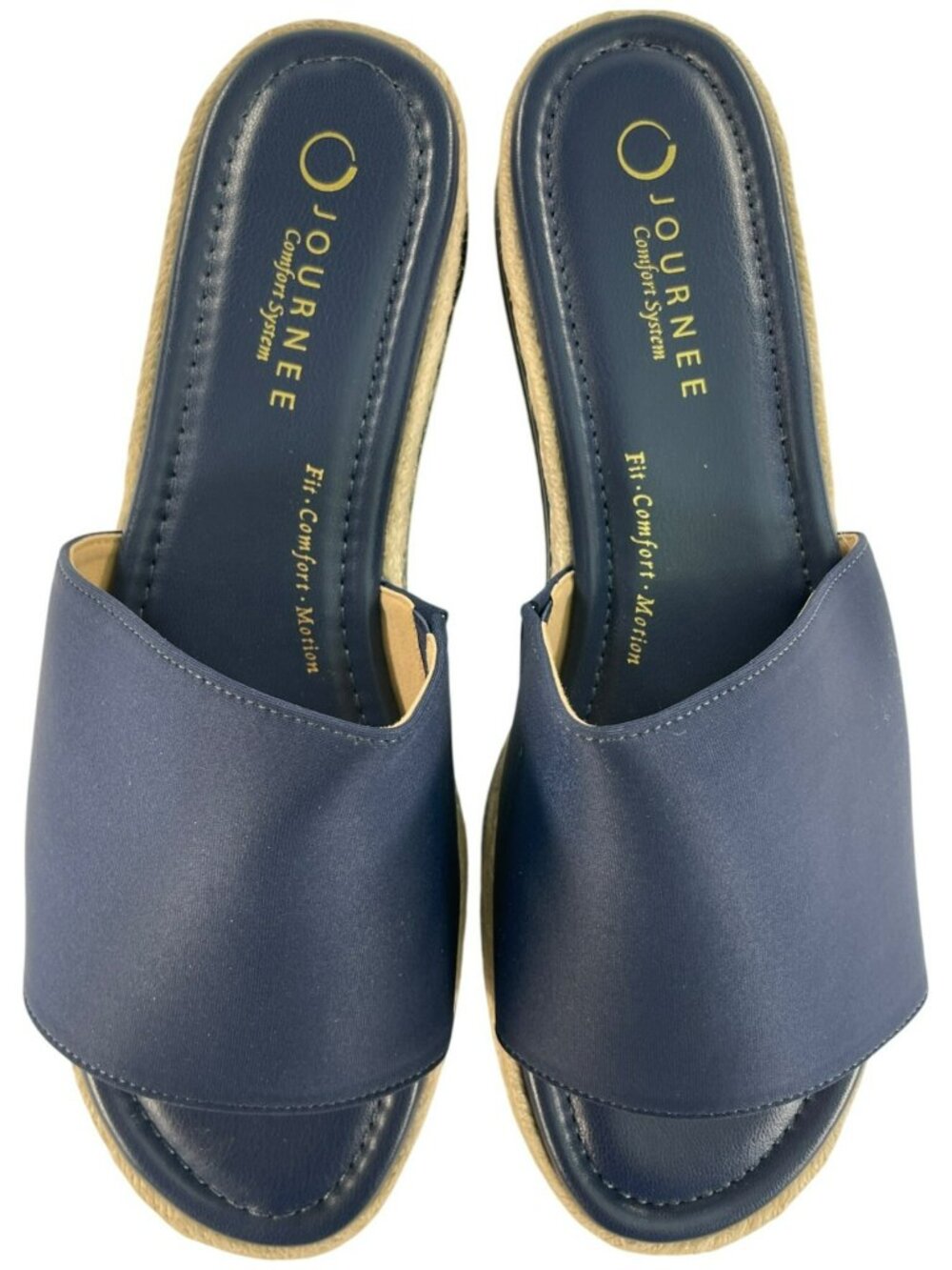 Journee Rosey Navy Open-Toe Espadrille Slide Comfy Sandals Women's Size 12M NEW - Picture 7 of 11
